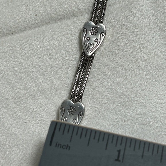 Brighton Sparkling Heart Bracelet Silver Plated Vintage Crystals 8" & Small Tin - Picture 8 of 10